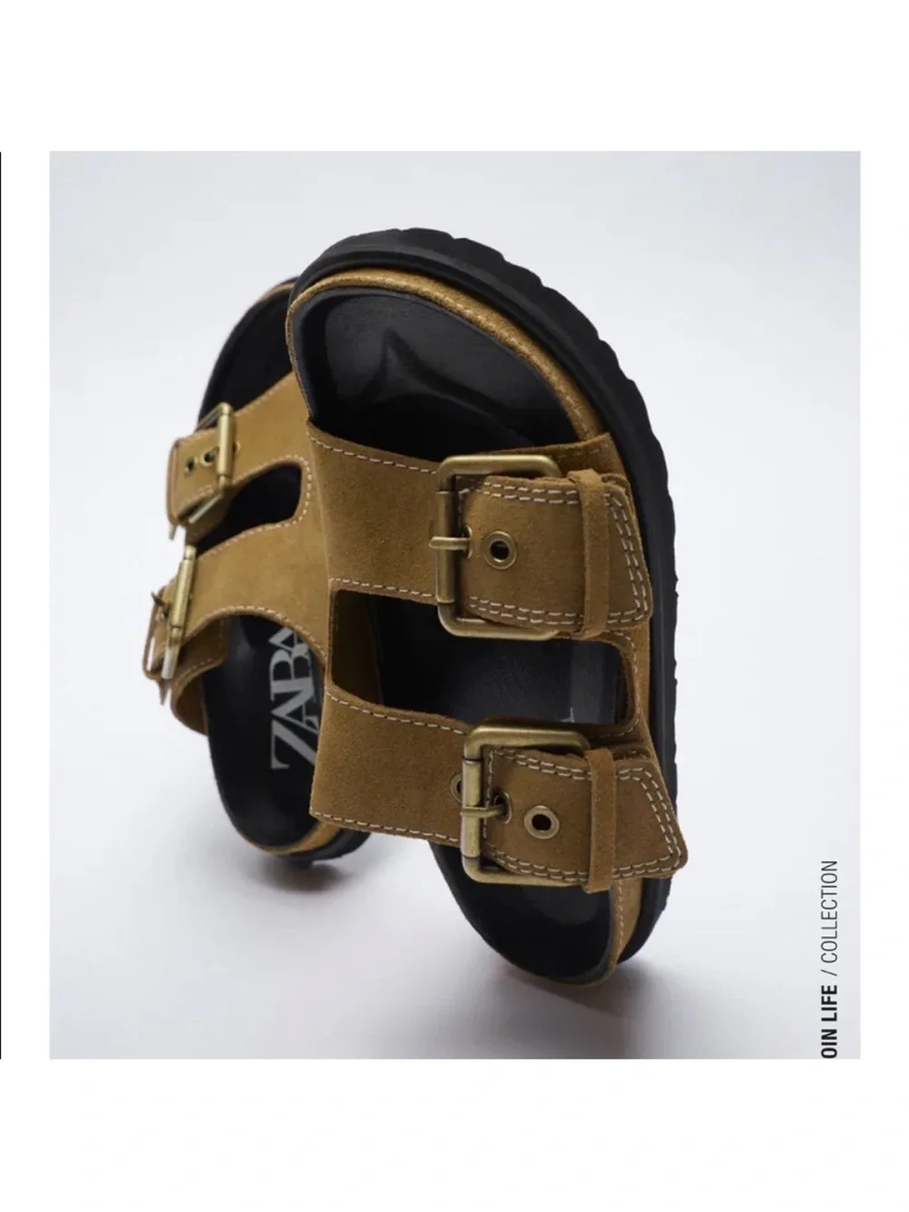 Suede Double-Buckle Slide Sandals - Picture 3 of 8
